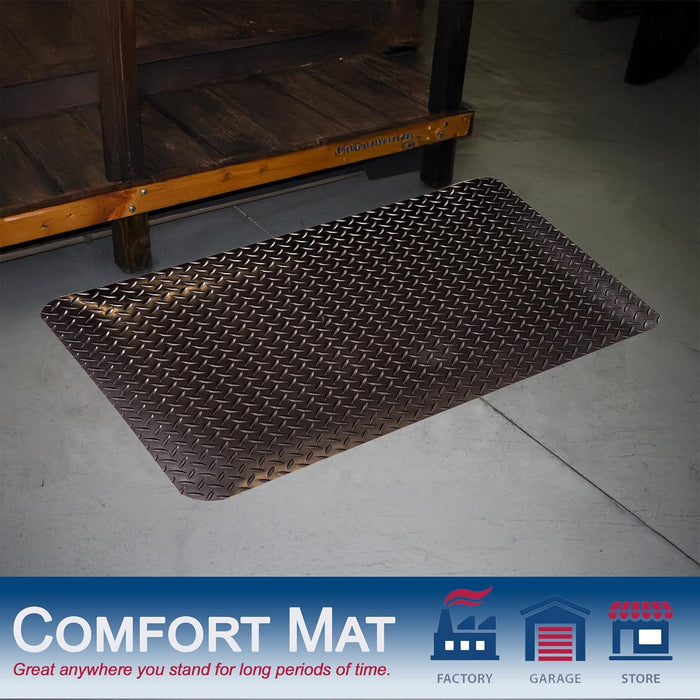 Durable 442SHD35BK Vinyl Heavy Duty Diamond-DEK Sponge Industrial Anti-Fatigue Floor Mat, 3' x 5'