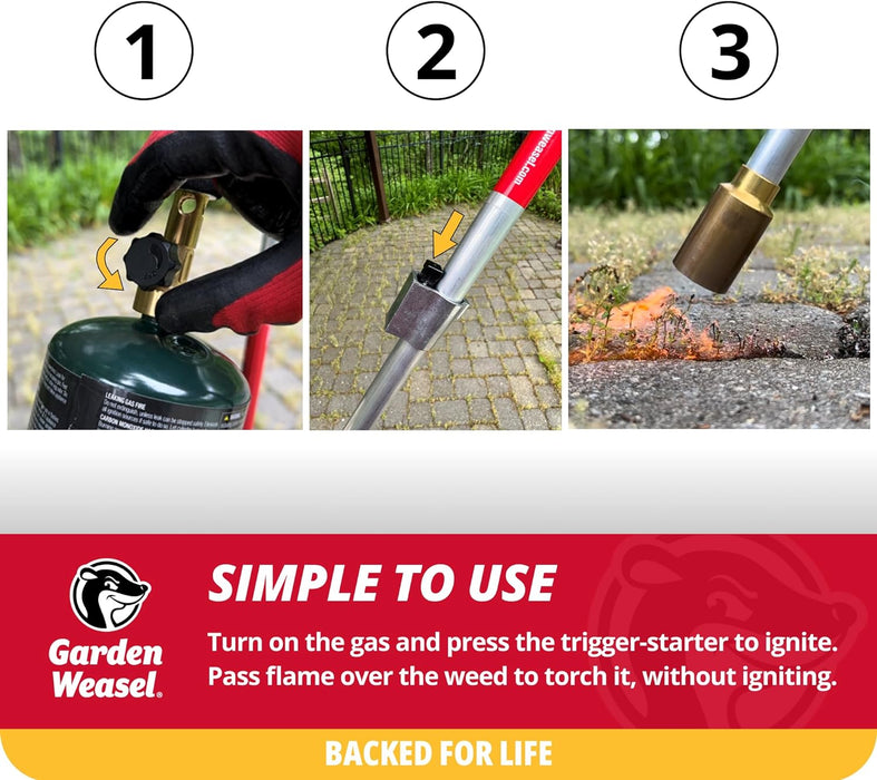 Garden Weasel WeedTorch | Weed Burner with Integrated Lighter | Propane Fire Starter, Torch for Weeds