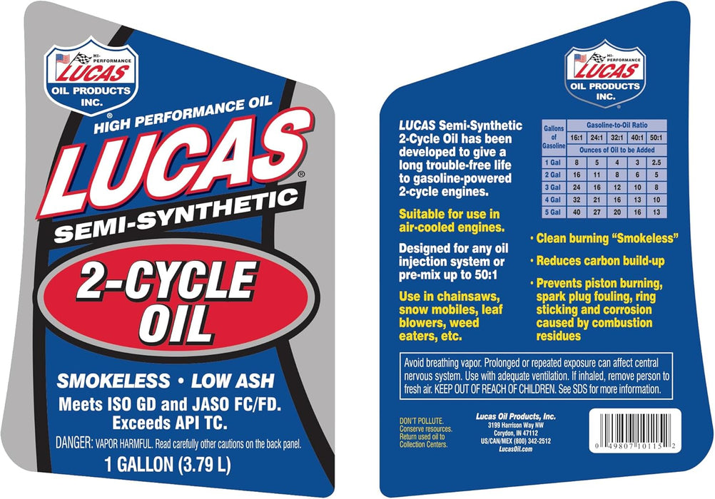 Lucas Oil 10115 Semi-Synthetic 2-Cycle Oil - 1 Gallon Jug