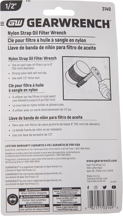 GEARWRENCH (3149) 1/2" Drive Nylon Strap Oil Filter Wrench