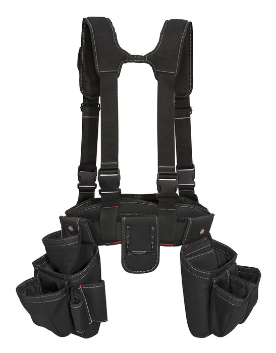 Dickies 57077 4-Piece Carpenter's Work Rig, Padded Tool Belt Suspenders, Cooling Mesh, Leather Tool Belt, Steel Buckle