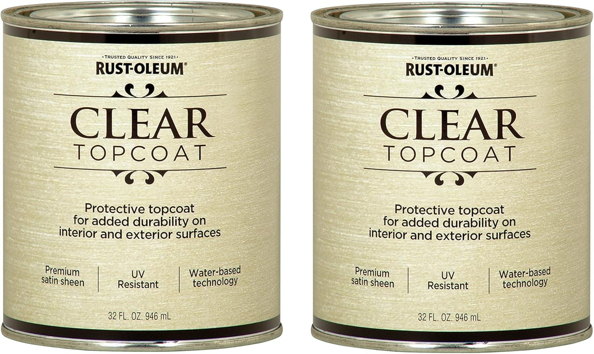 Rust-Oleum 253613 Metallic Accents Paint, Quart, Satin Clear (Pack of 2)