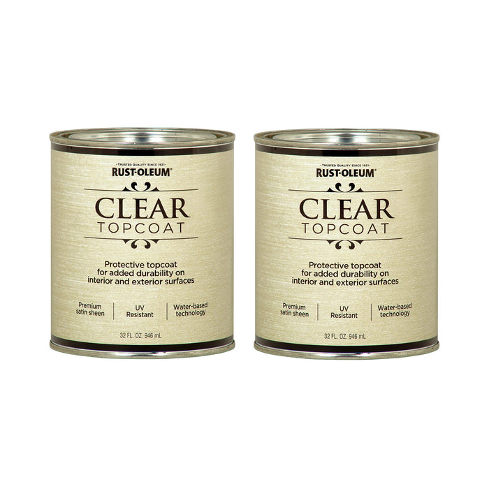 Rust-Oleum 253613 Metallic Accents Paint, Quart, Satin Clear (Pack of 2)