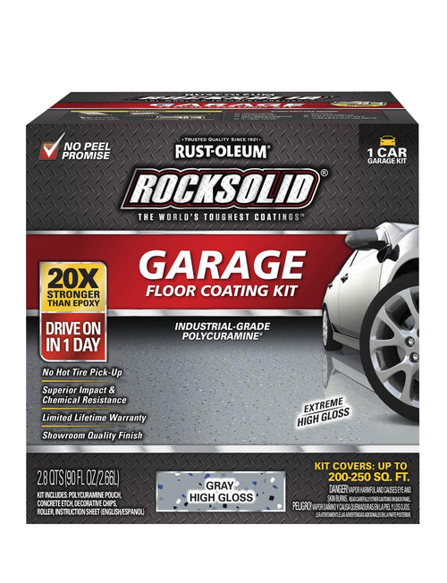 Rust-Oleum 60003 RockSolid Polycuramine Garage Floor Coating, 1 Car Kit, High Gloss Gray