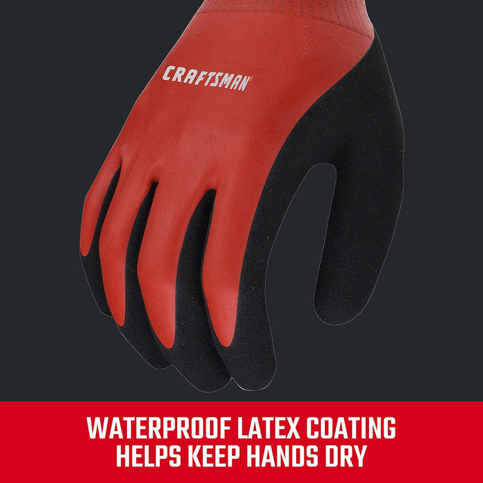 Radians CMXPGRA18L Craftsman Sandy Foam Latex Waterproof Grip Glove, Red, Large (Pack of 2)