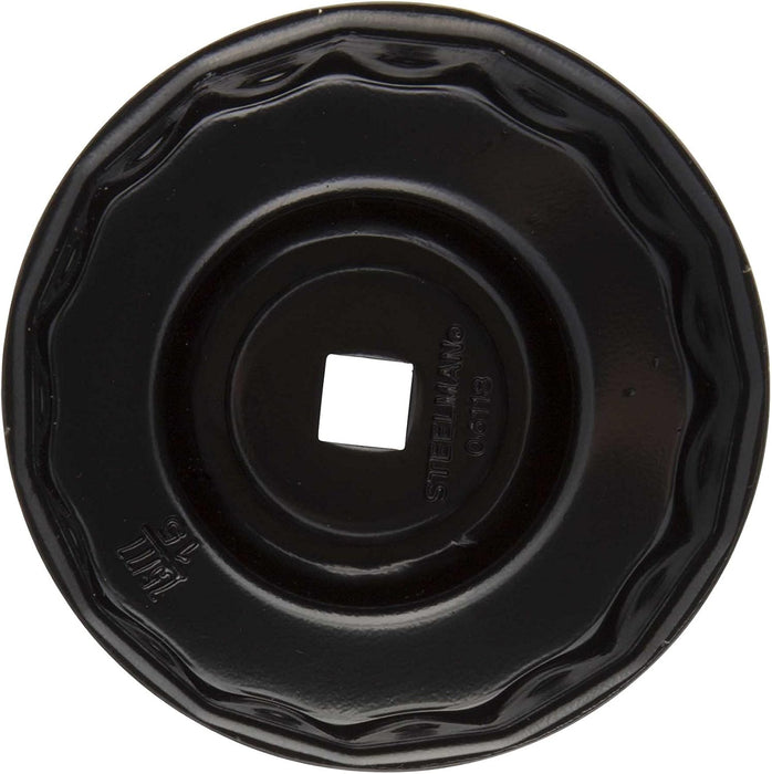 Steelman 06118 Low Profile Oil Filter Cap Wrench Socket 75mm and 77mm x 15 Flute, 3/8-inch Drive, Heavy Duty Chrome Vanadium Steel