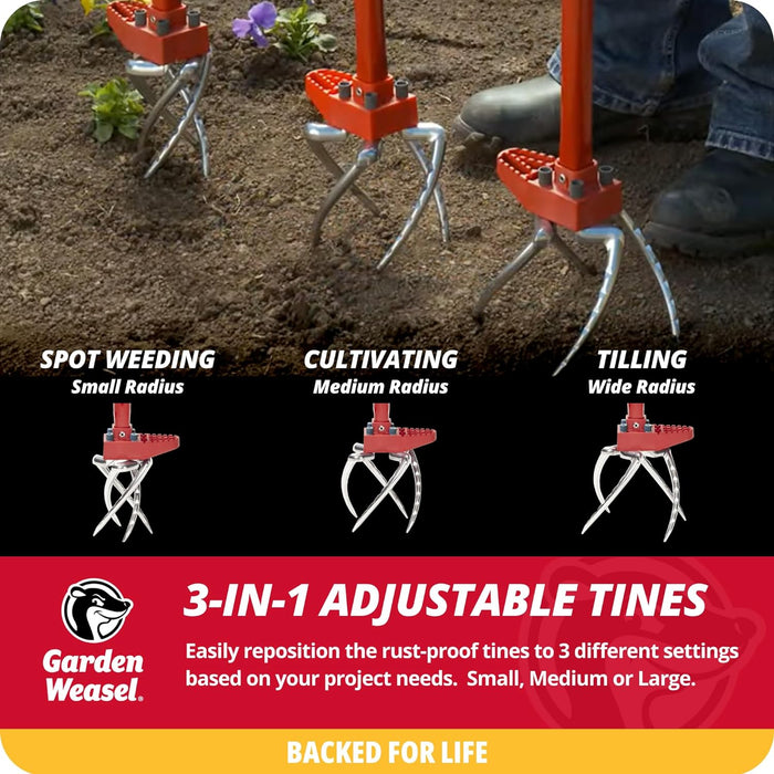 Garden Weasel Claw Pro - 3-in-1 | Cultivate, Loosen, Aerate, Weed | Gardening Hand Tiller, Twist Weeding Tool, Digging Fork, Cultivator, Soil Loosener
