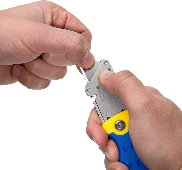 Estwing 42441 Folding Lock Back Utility Knife/Box Cutter Tool with Disposable Razor Blade, Ergonomic Handle, Belt/Pocket Clip