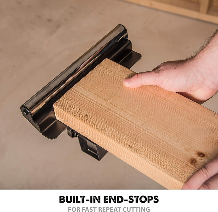 Evolution Power Tools EVOMS1 Miter Saw Stand Compact & Folding, Universal Fits Most Brands, Quick Release Mounting Brackets, Rollers, End Stops for Repeat Cutting , Black