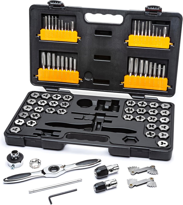 GEARWRENCH 3887 - 77 Piece SAE/Metric Ratcheting Tap and Die Set