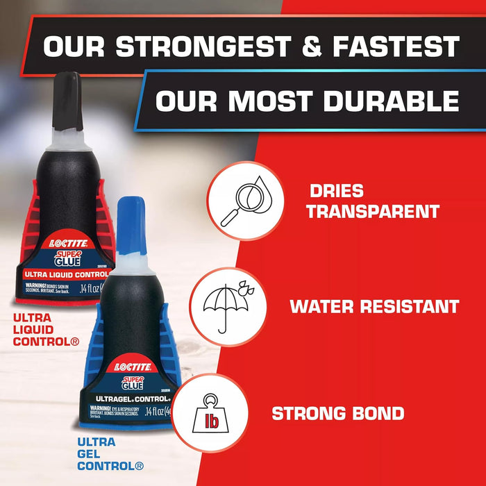 Loctite Super Glue Ultra Gel Control, Clear, 0.14 fl oz Bottle (Pack of 12)