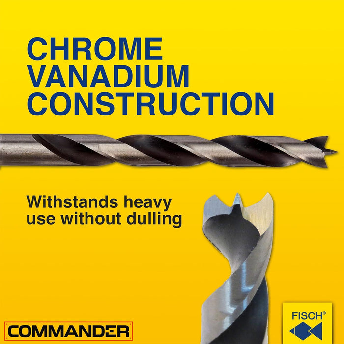 Fisch Brad Point Drill Bits (20mm x 205mm) - Premium Drill Bits for Soft, Hard, Veneered and Laminated Wood, MDF and Acrylic Glass - Beveled Edge for Fast, Easy Cutting - FSF-004202 - Made in Austria