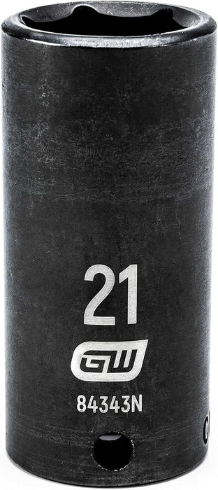 GEARWRENCH 3/8" Drive 6 Pt. Deep Impact Socket, 21mm - 84343N