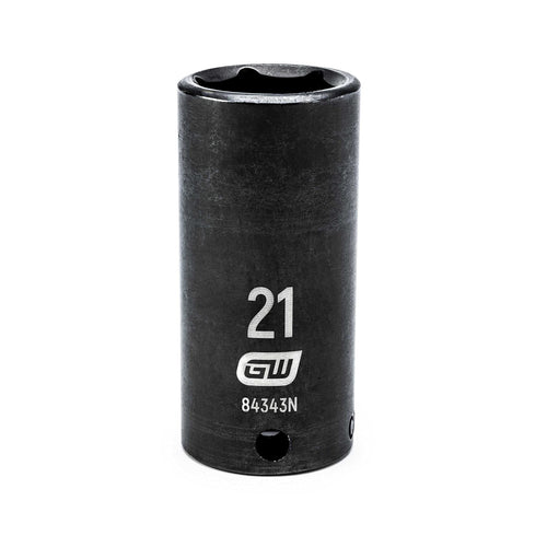 GEARWRENCH 3/8" Drive 6 Pt. Deep Impact Socket, 21mm - 84343N