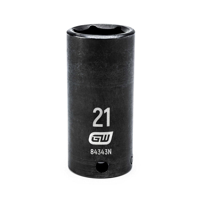 GEARWRENCH 3/8" Drive 6 Pt. Deep Impact Socket, 21mm - 84343N