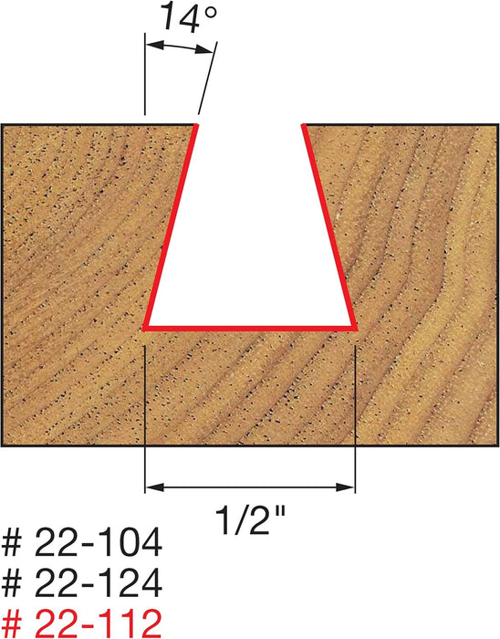 Freud 22-112: 1/2" (Dia.) Dovetail Bit with 1/2" Shank 1/2-Inch Diameter 14-Degree Dovetail Router Bit with 1/2-Inch Shank