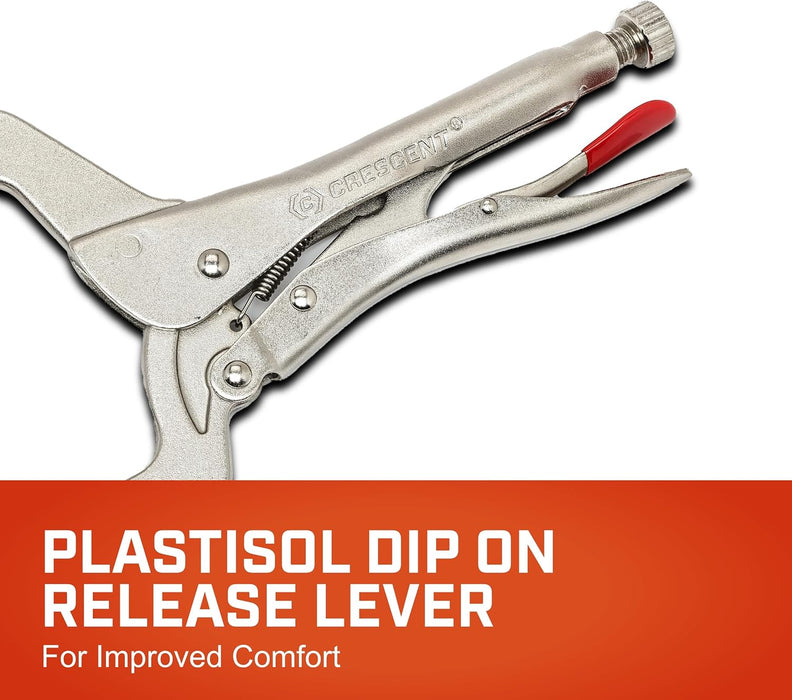 Crescent C11CCSVN Locking 11" C-Clamp with Swivel Pad Tips, Heavy-Duty Adjustable Clamp with Hex Key Recess & Compound Action