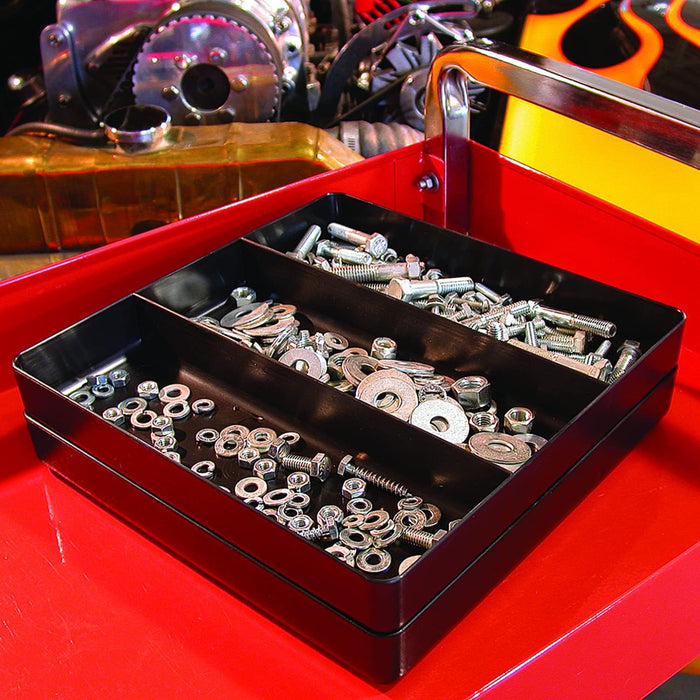 Ernst Manufacturing Toolbox Tray: Stackable Tray in Orange with 3 Compartments - Ideal for Trades, Mechanics, Electricians, Plumbers, Household Use, Hobbies, and More - Heavy Duty - Made in the USA