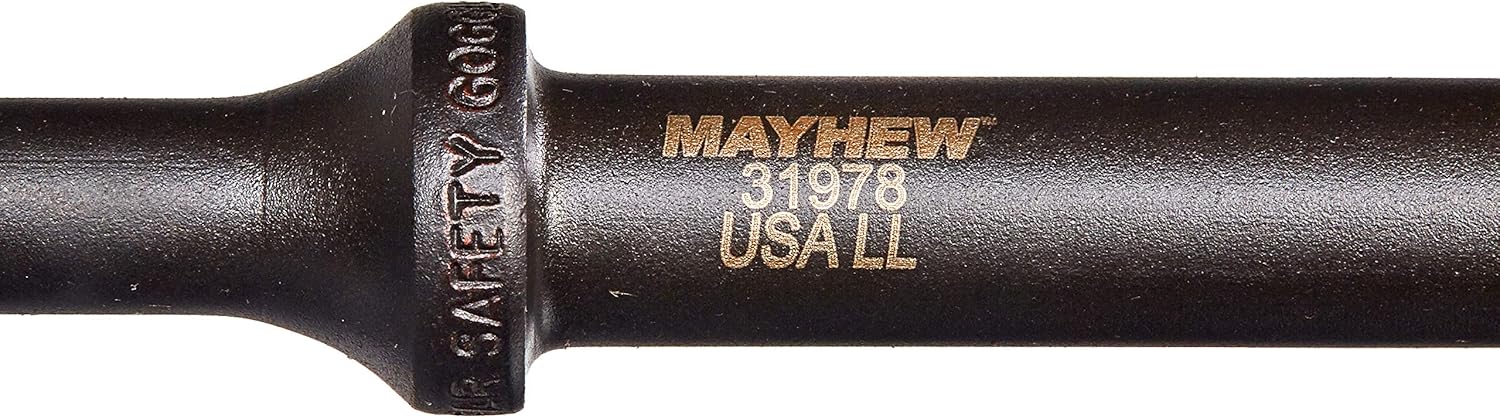 Mayhew Tools 31978HT Pneumatic Taper Punch, Sharp Point x 18" Hang Tag, Black Oxide Finish