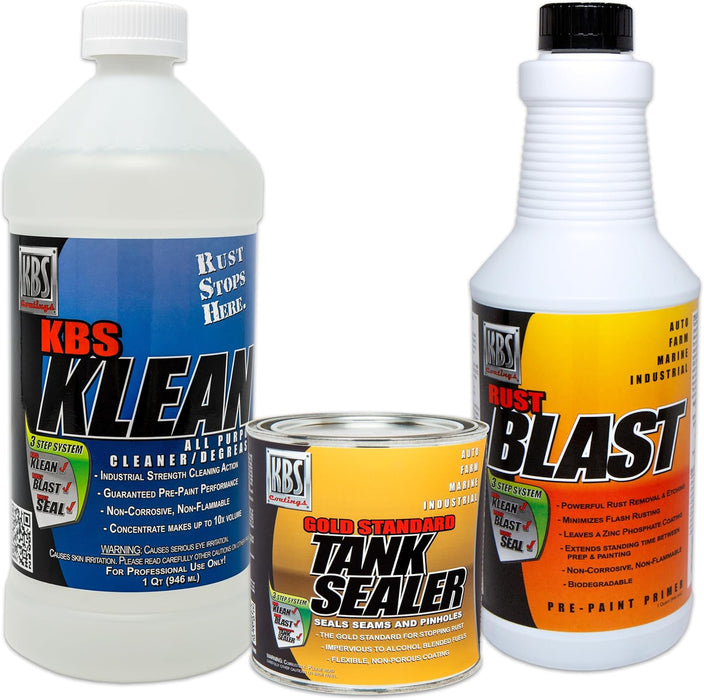 KBS Coatings 52000 Cycle Tank Sealer Kit, Complete Kit - Seals Up To 5 Gallon Tank, Lightly Pigmented Silver