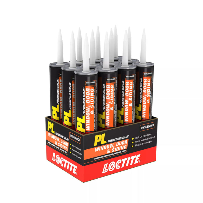 Loctite 1618182 PL Window Door & Siding Polyurethane Sealant, White, 10 fl oz Cartridge (Pack of 12)