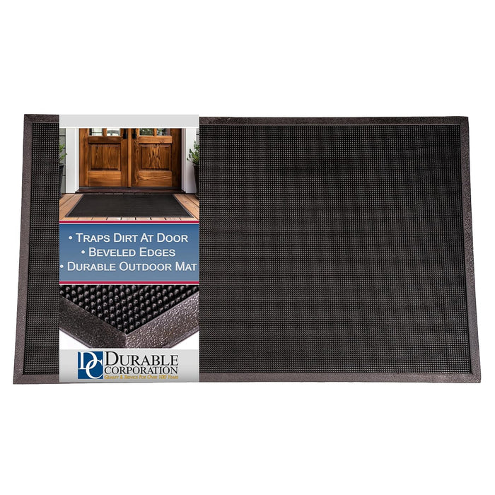 Durable Heavy Duty Rubber Fingertip Outdoor Entrance Mat 36" x 60", Black