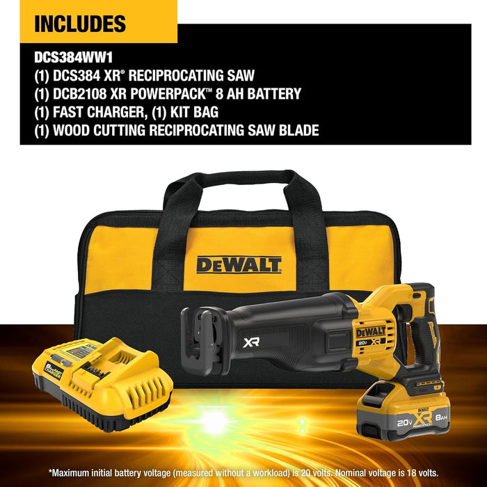 DEWALT DCS384WW1 20V MAX XR Brushless Cordless Reciprocating Saw Kit with XR POWERPACK