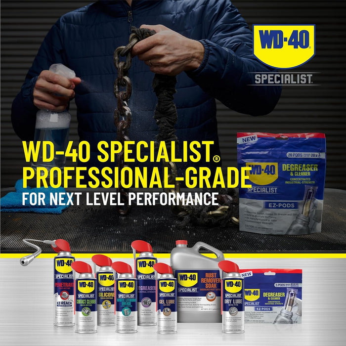 WD-40 300882 Specialist Degreaser and Cleaner EZ-PODS, Customizable Industrial-Strength Concentrate, Multi-Surface Cleaning Solution, Cleans and Degreases BBQ, Patio Cleaner, Unscented, 0.28 oz (Pack of 5 Pods)