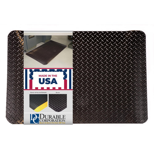 Durable 442SHD35BK Vinyl Heavy Duty Diamond-DEK Sponge Industrial Anti-Fatigue Floor Mat, 3' x 5'