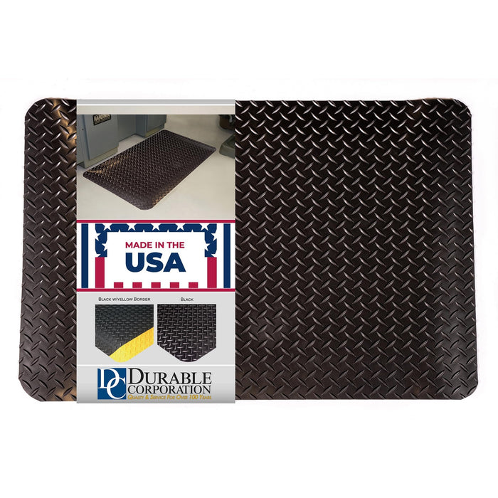 Durable 442SHD35BK Vinyl Heavy Duty Diamond-DEK Sponge Industrial Anti-Fatigue Floor Mat, 3' x 5'