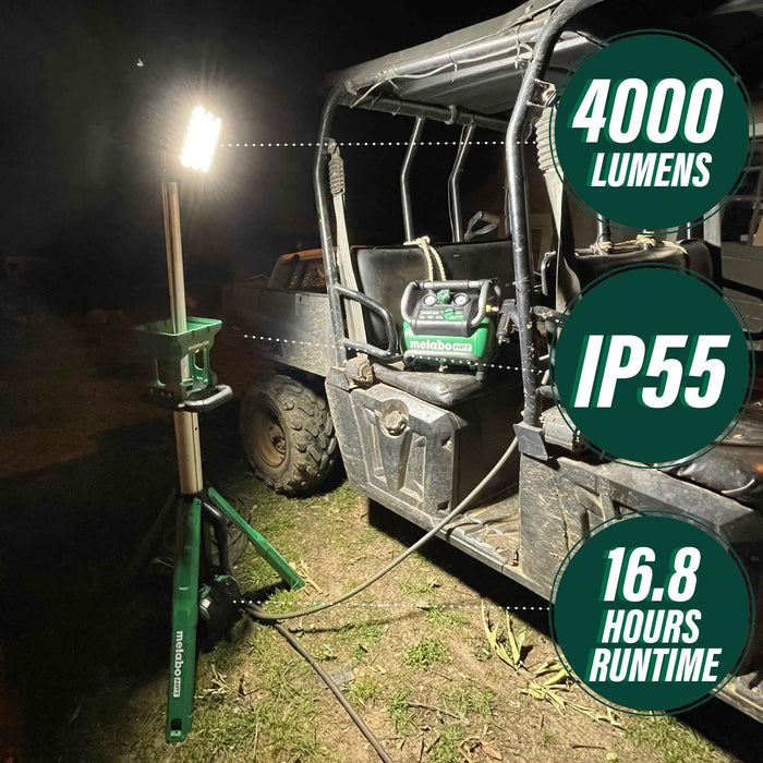Metabo HPT 18V Multi-Volt Cordless Tripod Work Light 4-Light Settings (Bare Tool)