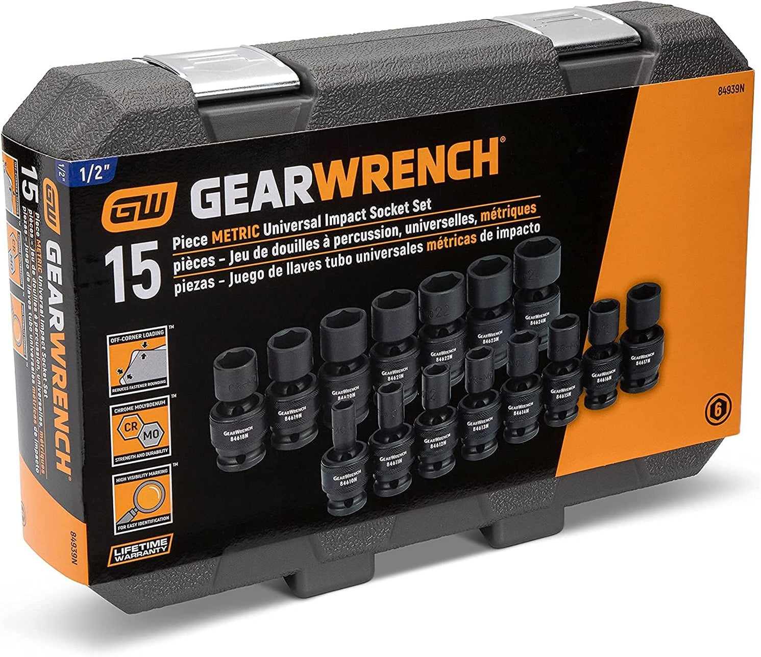 GEARWRENCH 1/2-Inch 6 Point Metric Universal Impact Socket Set (15 Pie ...