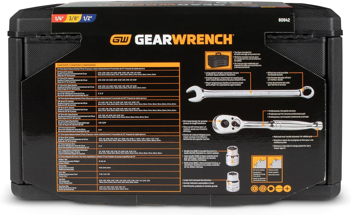 GEARWRENCH 239 Pc. BMC Mechanics Tool Set 1/4, 3/8, 1/2 - 80942