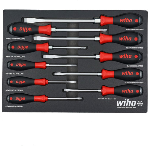 Wiha 10 Piece Extra Heavy Duty Cushion Grip Phillips Screwdriver Set