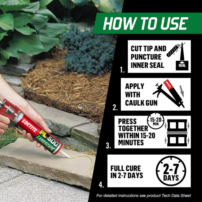 Loctite PL 500 Landscape Block & Stone Construction Adhesive, 10 fl oz Cartridge (Pack of 12)