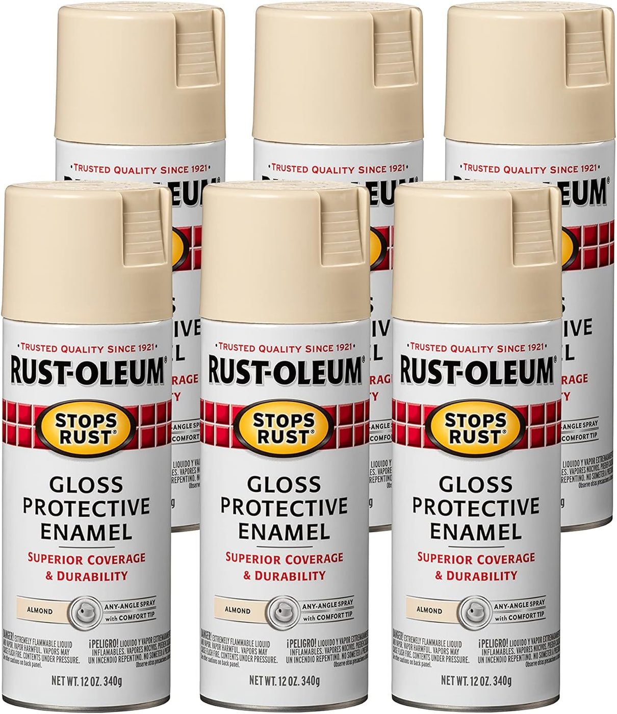 Rust-Oleum 7770830 Stops Rust Spray Paint, 12 oz, Gloss Almond (Pack o ...
