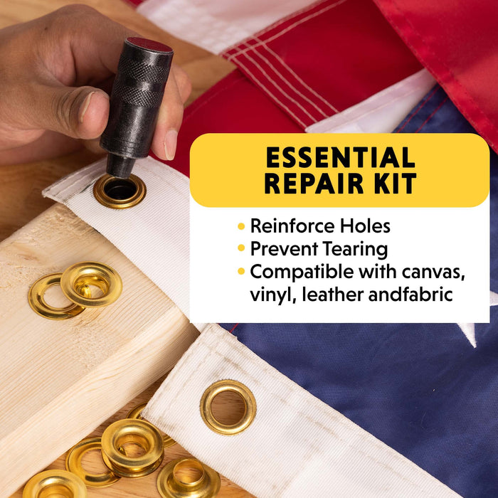 General Tools 3/8"-1/2" Grommet Kit - Rustproof Solid Brass Grommets for Tarp Repair, Reinforcing Canvases, and Fabric Rings