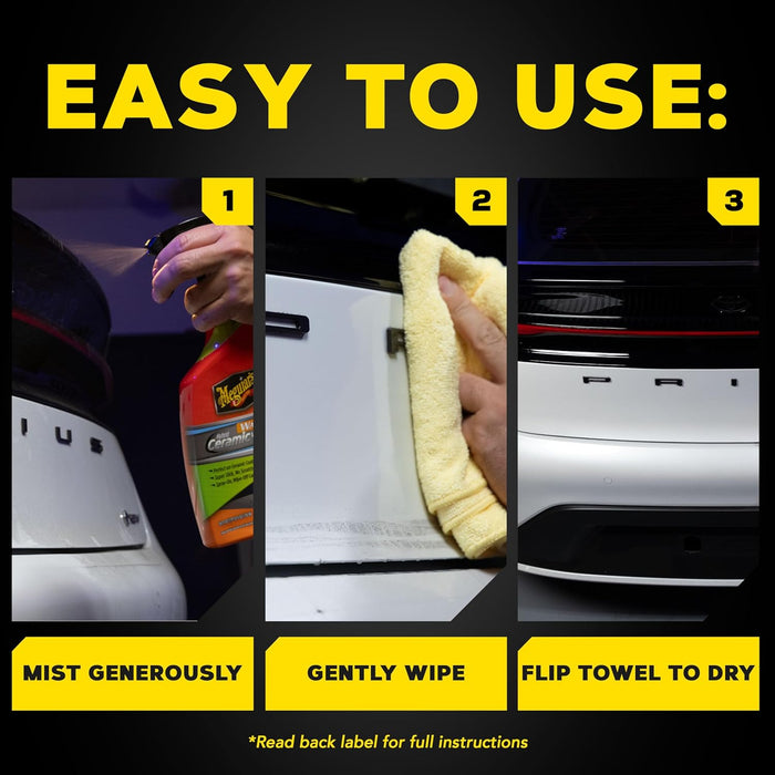 Meguiar’s G251024 Hybrid Ceramic Waterless Wash & Wax - Waterless Car Wash Spray with Ceramic Chemistry for a Slick, Protective Barrier - No-Scratch Formula for Glossy Paint and Ceramic Coatings, 24 Oz