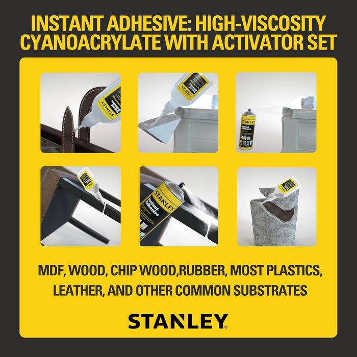 STANLEY Cyanoacrylate Super Glue (1.75oz) with Activator (6.75oz) Bundle