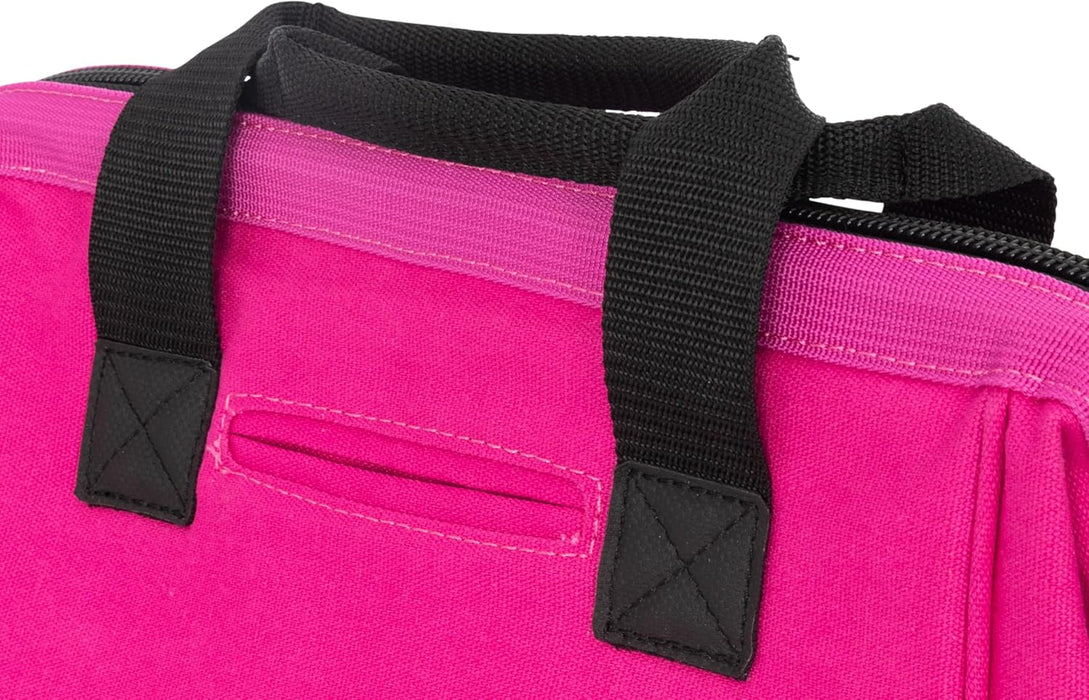 Dickies 57148 12-Inch Durable Canvas Work Bag for Painters, Carpenters, and Builders, Heavy-Duty Zipper, Reinforced Handles, Pink