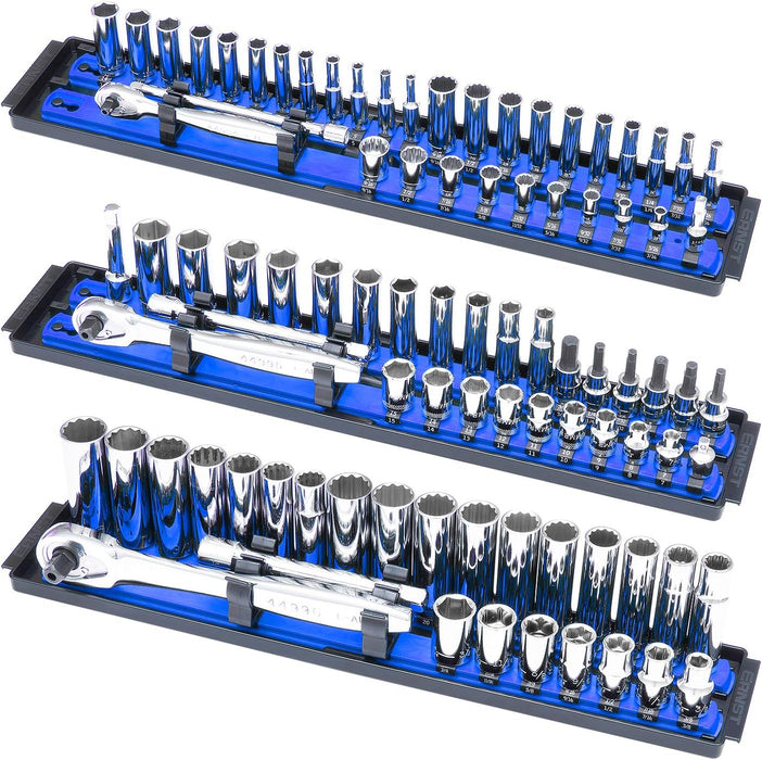 ERNST Socket Boss Combo 3-Pack, Socket Rail Organizers, Blue (8511A) - Made in the USA
