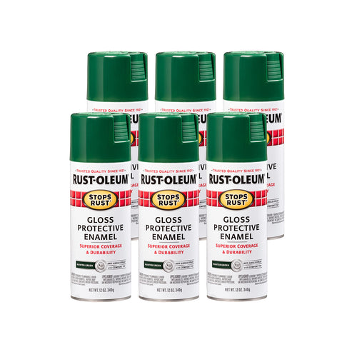 Rust-Oleum 7738830 Stops Rust Spray Paint, 12 oz, Gloss Hunter Green (Pack of 6)