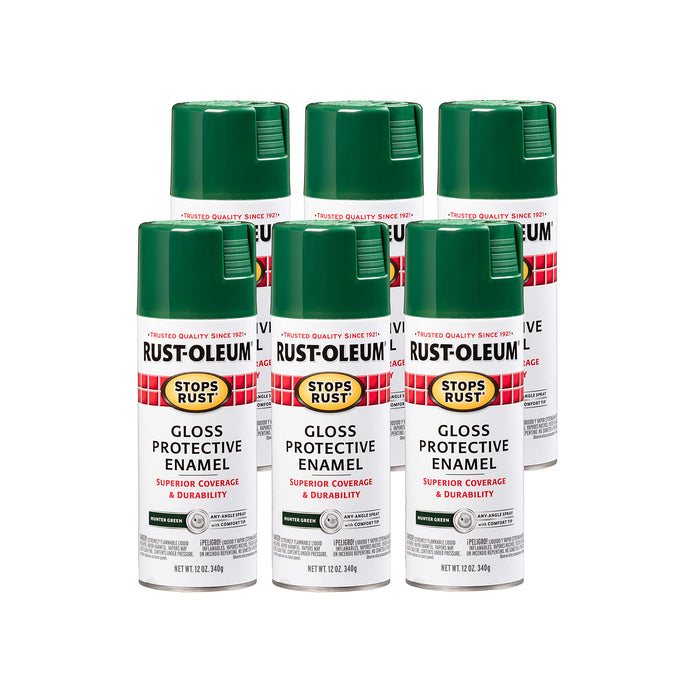 Rust-Oleum 7738830 Stops Rust Spray Paint, 12 oz, Gloss Hunter Green (Pack of 6)
