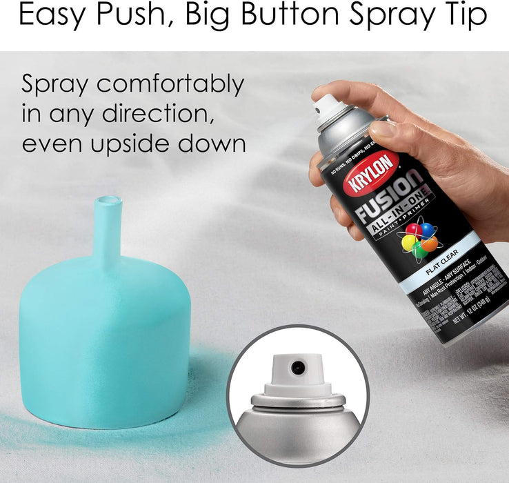 Krylon Fusion 2729 All-In-One Adhesive Spray Paint for Indoor/Outdoor Use, 12 oz, Flat Clear
