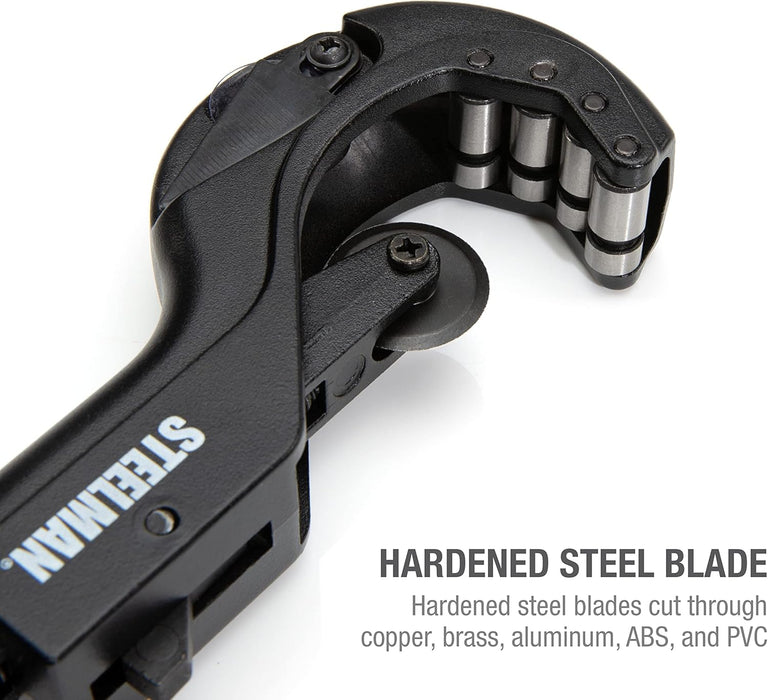 Steelman 42567 Metal Pipe and Tube Feed Cutter, Cuts 1-5/8-inch Tube Including Copper, Brass, Aluminum, ABS, and PVC, Die Cast Steel Body, Hardened Steel Blades