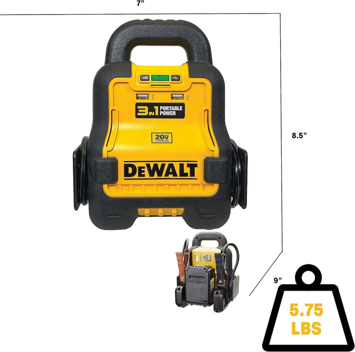 DEWALT DXAE20VBBK Battery Booster with 20V XR 5 AH Lithium-Ion Battery and DCB115 Battery Charger