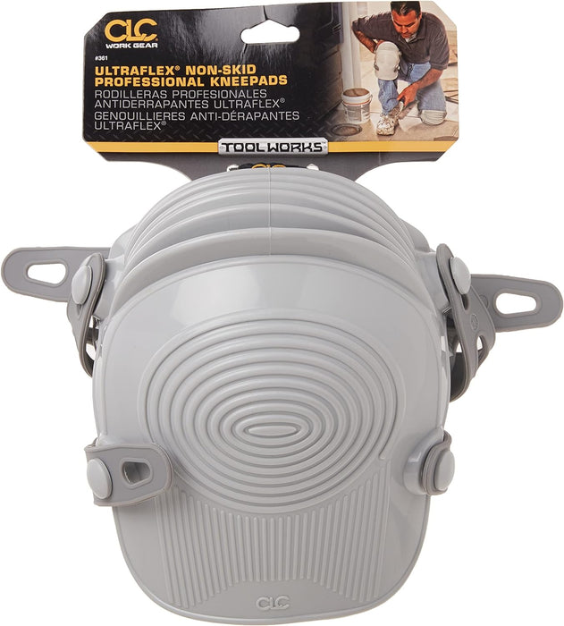 Custom Leathercraft 361 Ultraflex Non-Skid Kneepads, Plastic, Grey