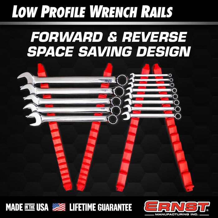 Ernst Manufacturing 6050 No-Slip Low-Profile Wrench Rail Set, 30 Tool, Red
