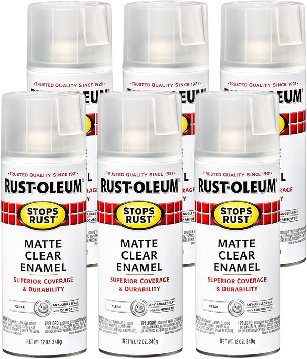 Rust-Oleum 285093 Stops Rust Spray Paint, Matte Clear, 12 Oz (Pack of 6)
