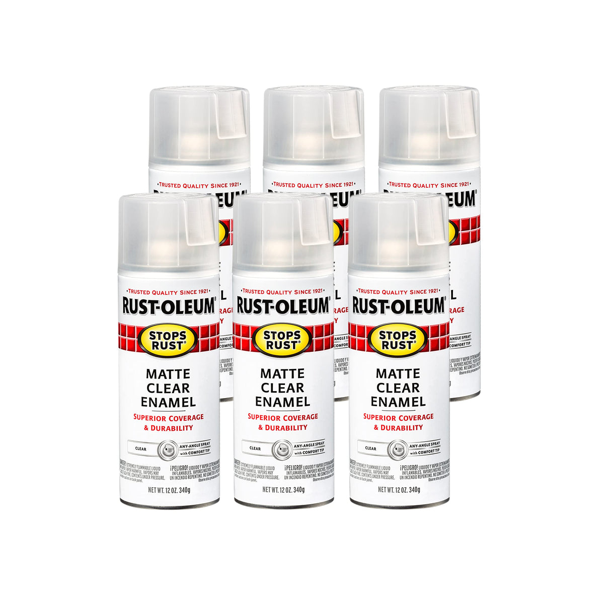 Rust-Oleum 285093 Stops Rust Spray Paint, Matte Clear, 12 Oz (Pack of ...